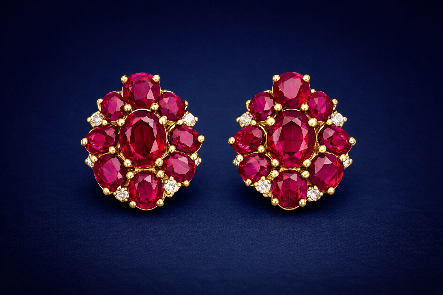 Ruby Cluster Earrings